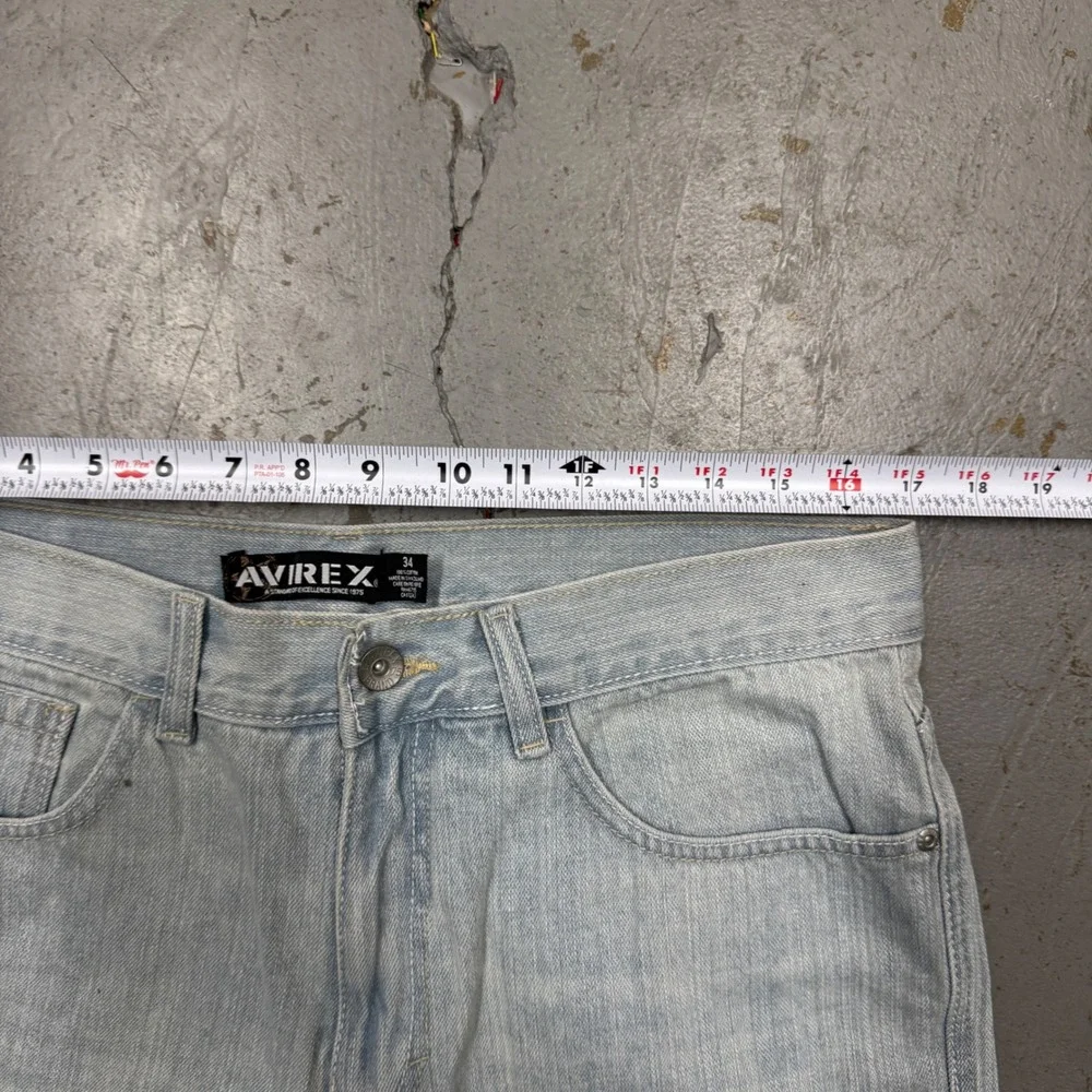 Y2K AVIREX Men's Light Wash Denim Jorts Shorts Size‎ 34